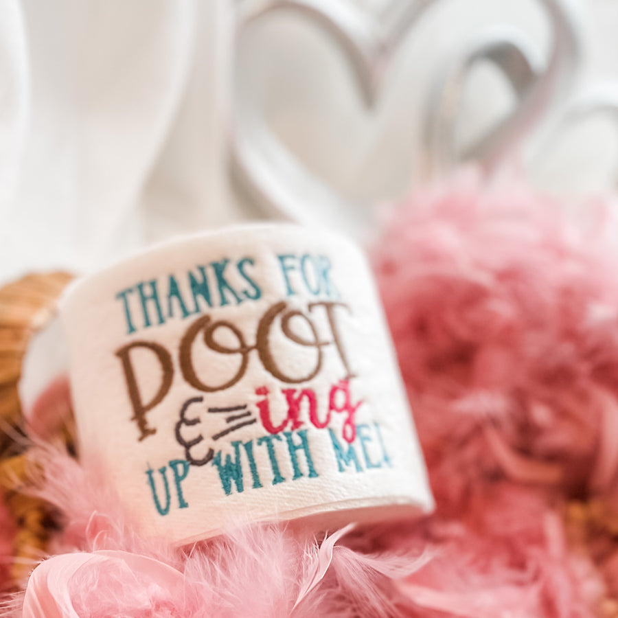 "Thanks for Pooting Up With Me" Funny Paper Anniversary Gift
